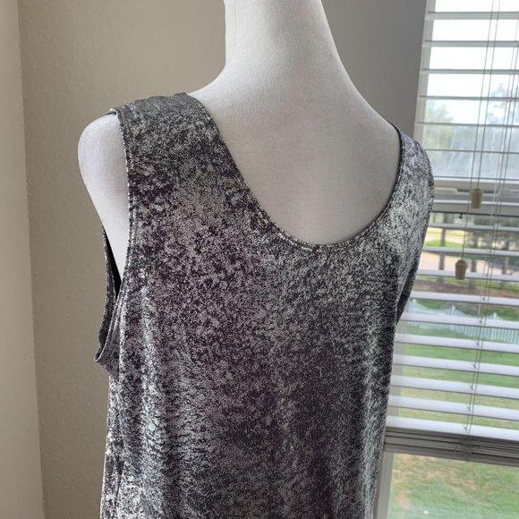 Chico's Womens Jacket and Tank Top Set Size 1 Medium Gray Silver Metallic Travel - Picture 8 of 13
